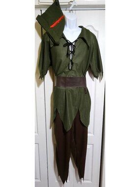Peter Pan Adult Costume Disney Disguise Halloween Cosplay Tunic Belt Hat Mens XL